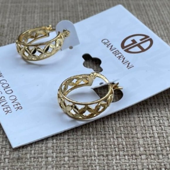 Giani Bernini Earrings 18k Gold Plated over Sterling Silver Hoops Lever Back - Picture 6 of 12